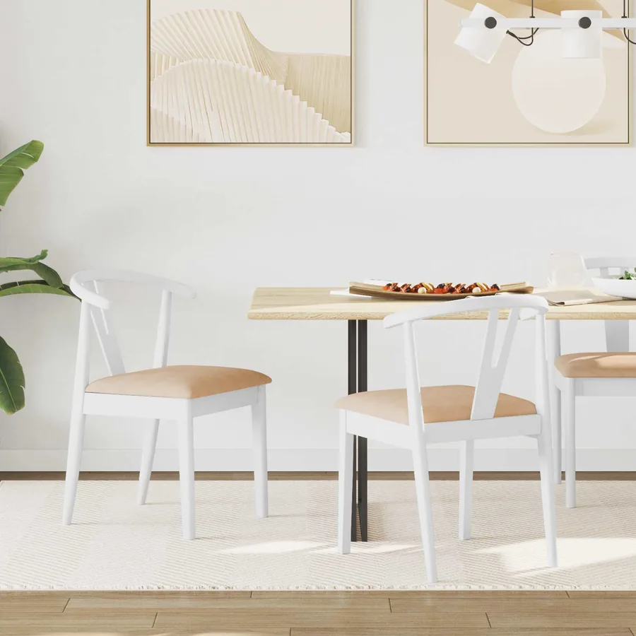 Chaise de salle à manger 2 pcs Blanc et marron