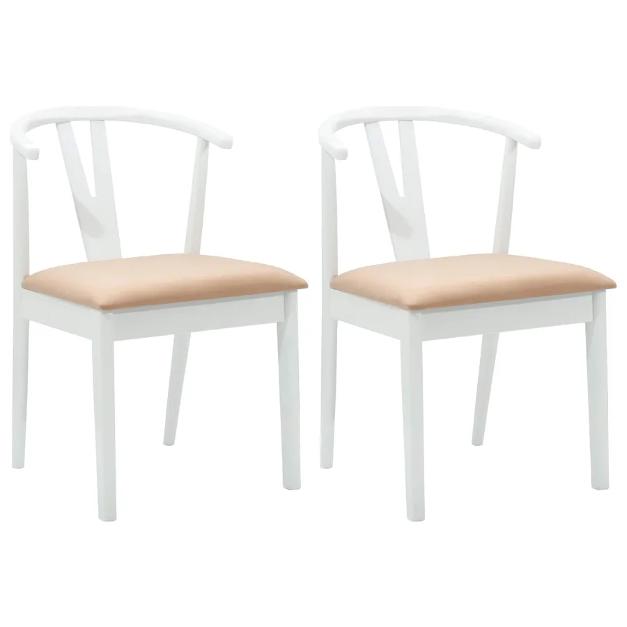 Chaise de salle à manger 2 pcs Blanc et marron - 2