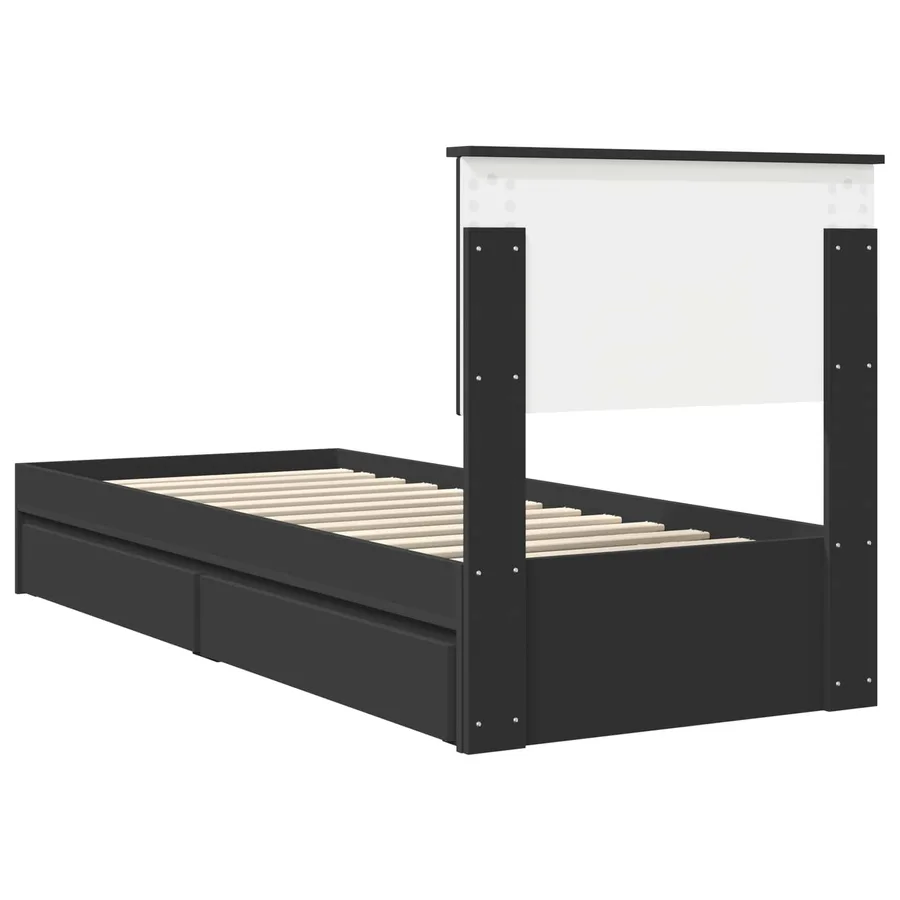 Lit de Rangement avec tiroir Noir 75 x 190 cm Bois d'ingénierie - 10