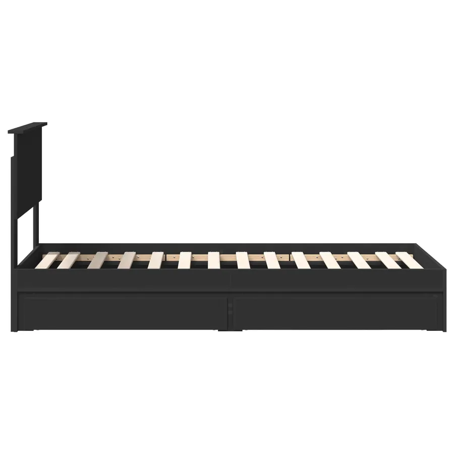 Lit de Rangement avec tiroir Noir 75 x 190 cm Bois d'ingénierie - 9