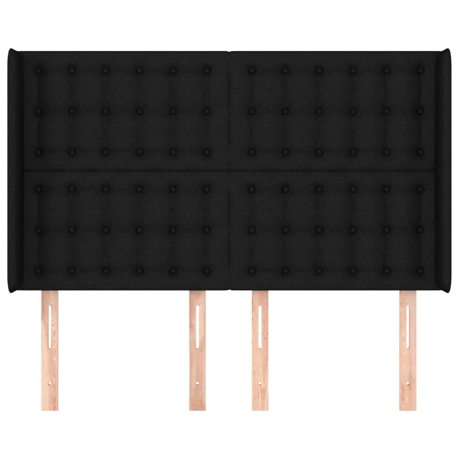Tête de lit avec oreilles Noir 147x16x118/128 cm Tissu - 3