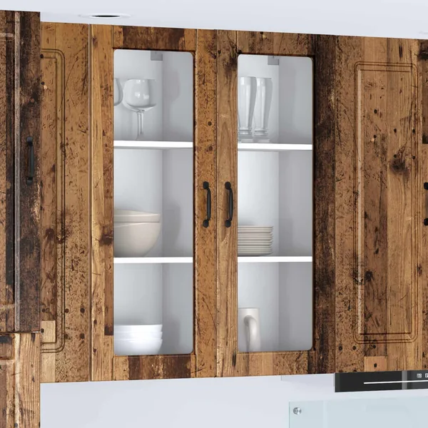 Cabinet en verre mural PORTO Bois ancien 80 x 31 x 100 cm
