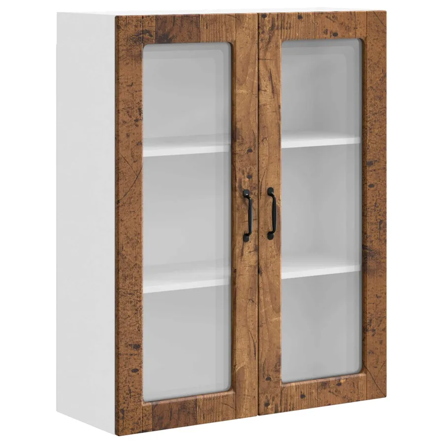 Cabinet en verre mural PORTO Bois ancien 80 x 31 x 100 cm - 2
