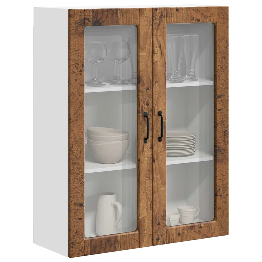 Cabinet en verre mural PORTO Bois ancien 80 x 31 x 100 cm - 3