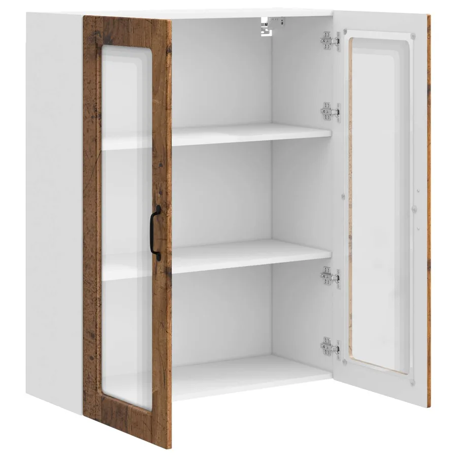 Cabinet en verre mural PORTO Bois ancien 80 x 31 x 100 cm - 5