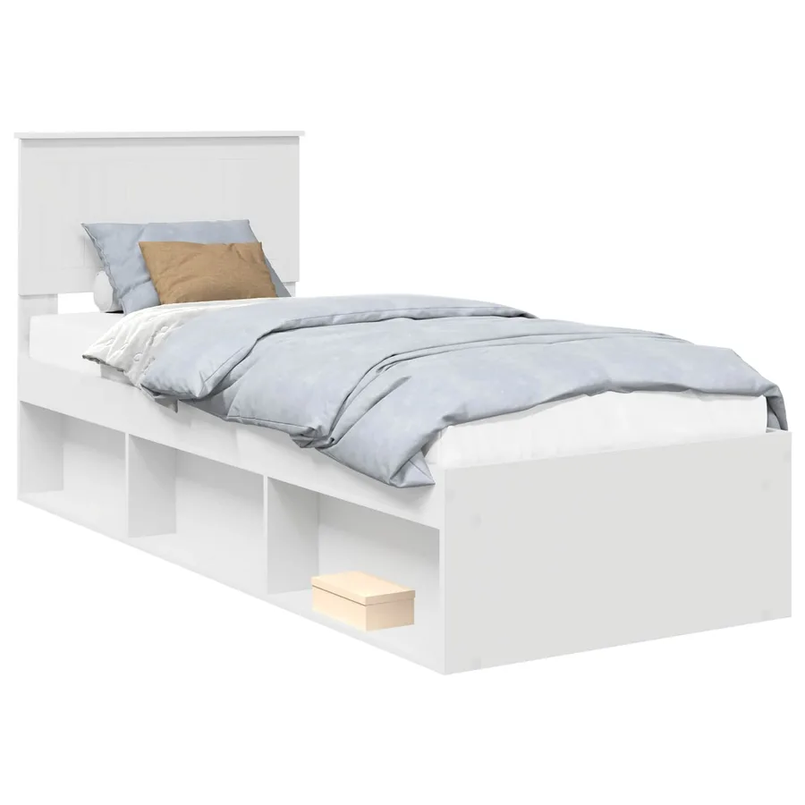 Cadre de lit avec tête de lit Blanc 75 x 190 cm Pin massif - 2