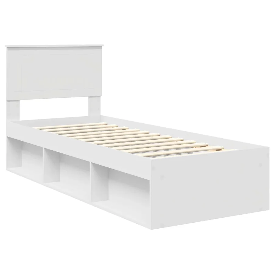Cadre de lit avec tête de lit Blanc 75 x 190 cm Pin massif - 4