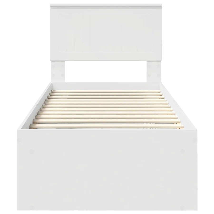 Cadre de lit avec tête de lit Blanc 75 x 190 cm Pin massif - 7