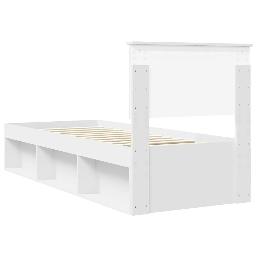 Cadre de lit avec tête de lit Blanc 75 x 190 cm Pin massif - 9