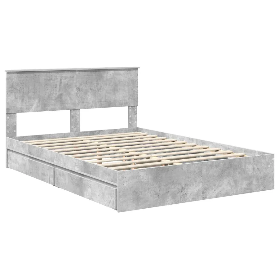 Lit de Rangement Gris béton 135 x 190 cm Bois d'ingénierie - 4