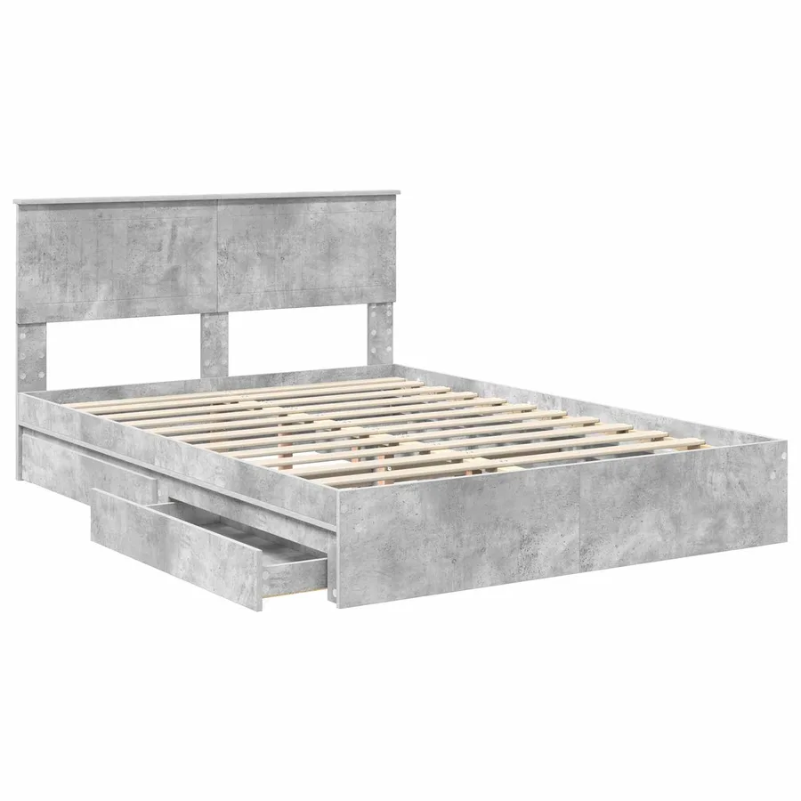 Lit de Rangement Gris béton 135 x 190 cm Bois d'ingénierie - 5