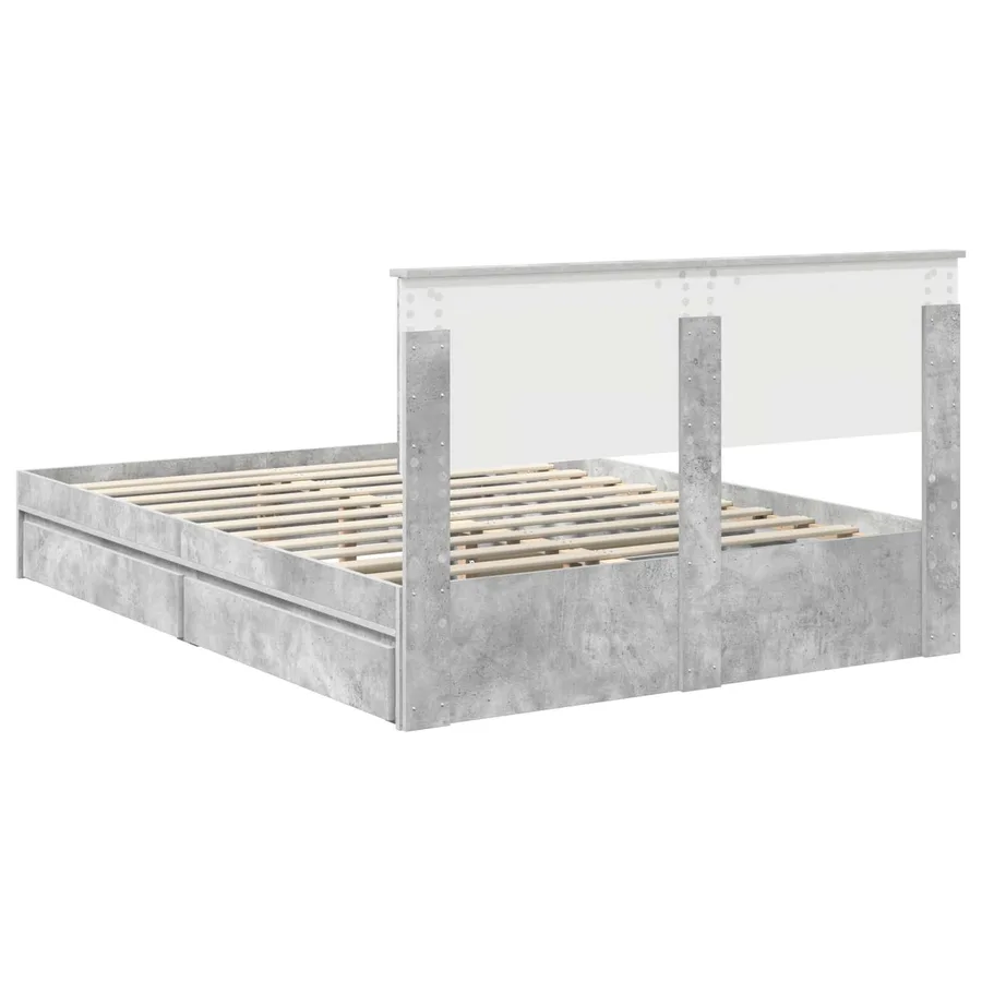 Lit de Rangement Gris béton 135 x 190 cm Bois d'ingénierie - 8