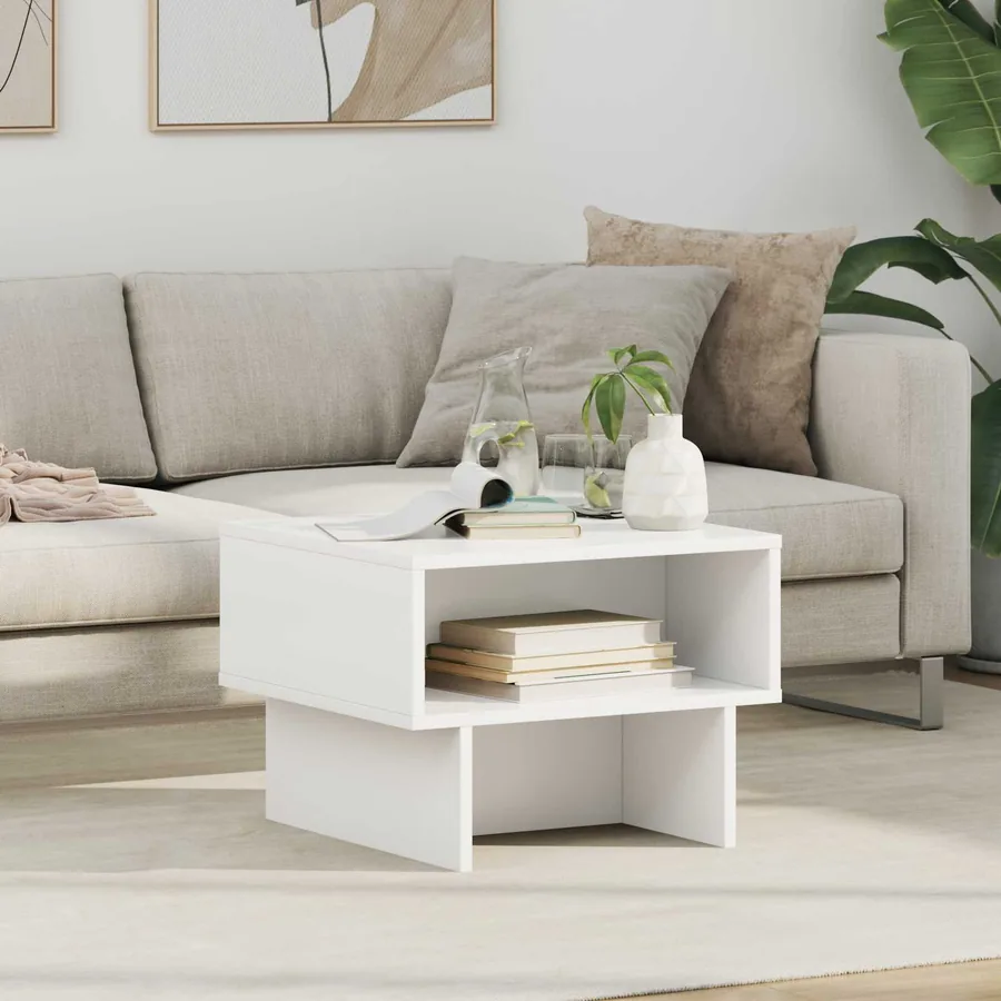Table basse Blanc 48 x 46 x 35 cm Bois d'ingénierie