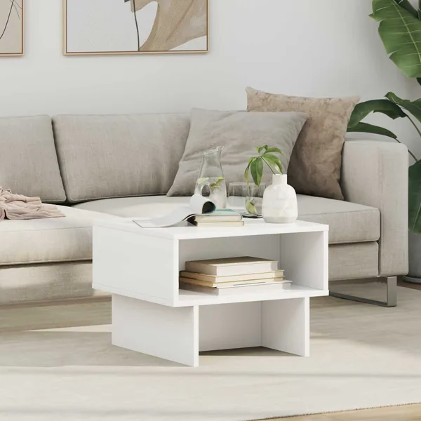 Table basse Blanc 48 x 46 x 35 cm Bois d'ingénierie