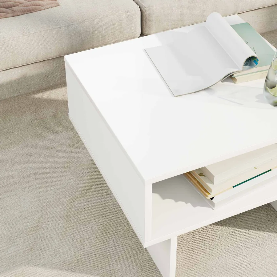 Table basse Blanc 48 x 46 x 35 cm Bois d'ingénierie - 4