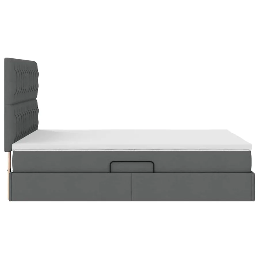 Lit de rangement LED avec matelas Gris foncé 140 x 190 cm Tissu - 11
