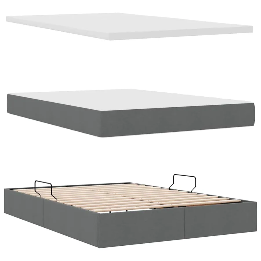 Lit de rangement LED avec matelas Gris foncé 140 x 190 cm Tissu - 9