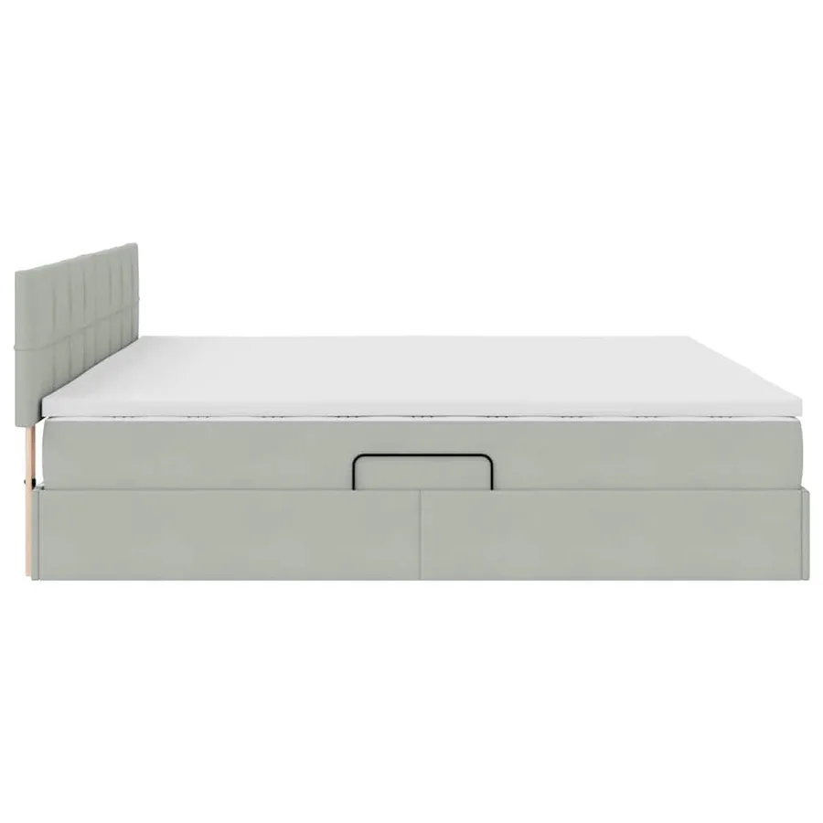 Lit de Rangement Gris clair 200 x 200 cm Velours - 10
