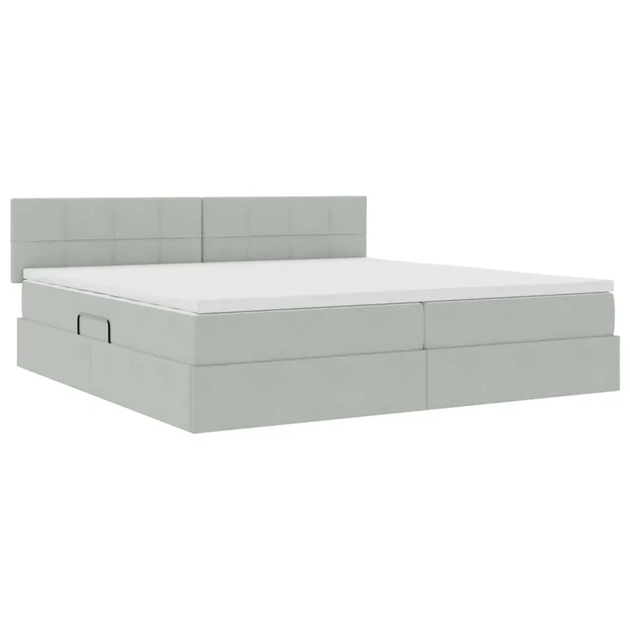 Lit de Rangement Gris clair 200 x 200 cm Velours - 5