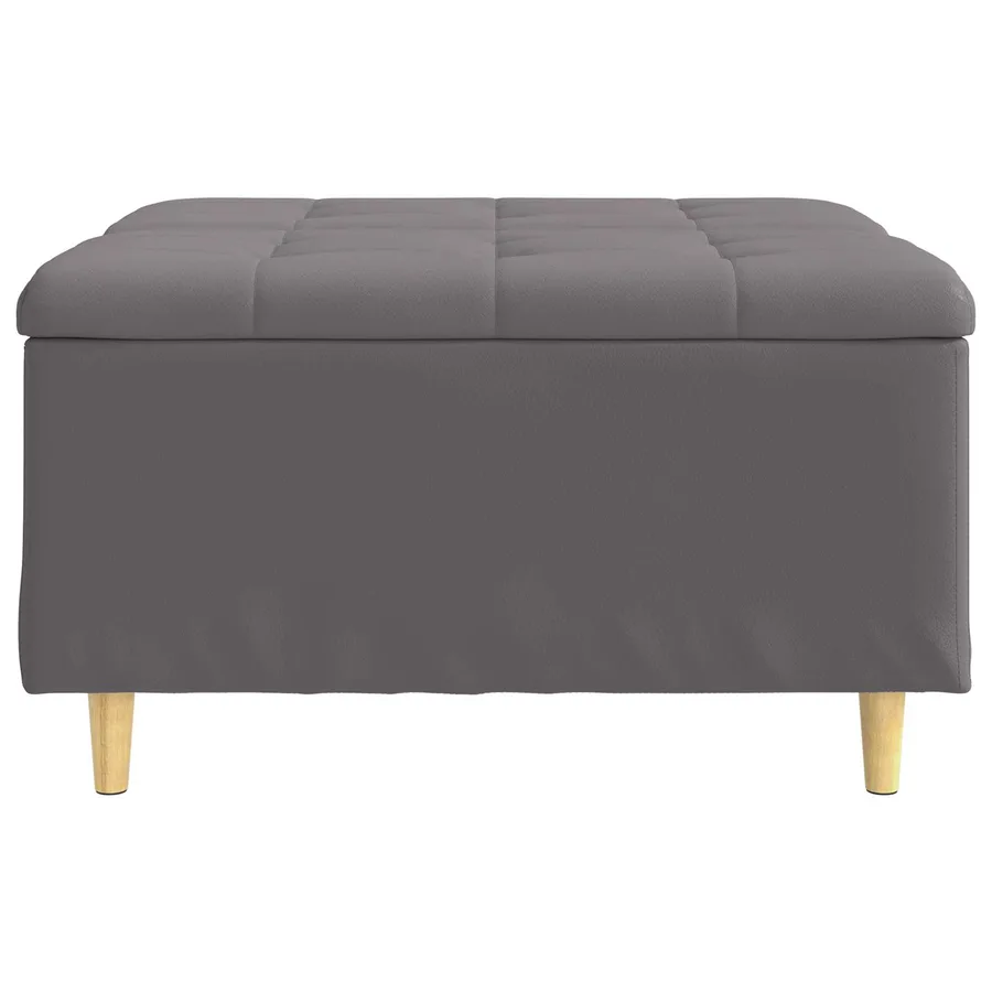 Pouf de rangement avec coussin Gris 80 x 80 x 45 cm Simili cuir - 6