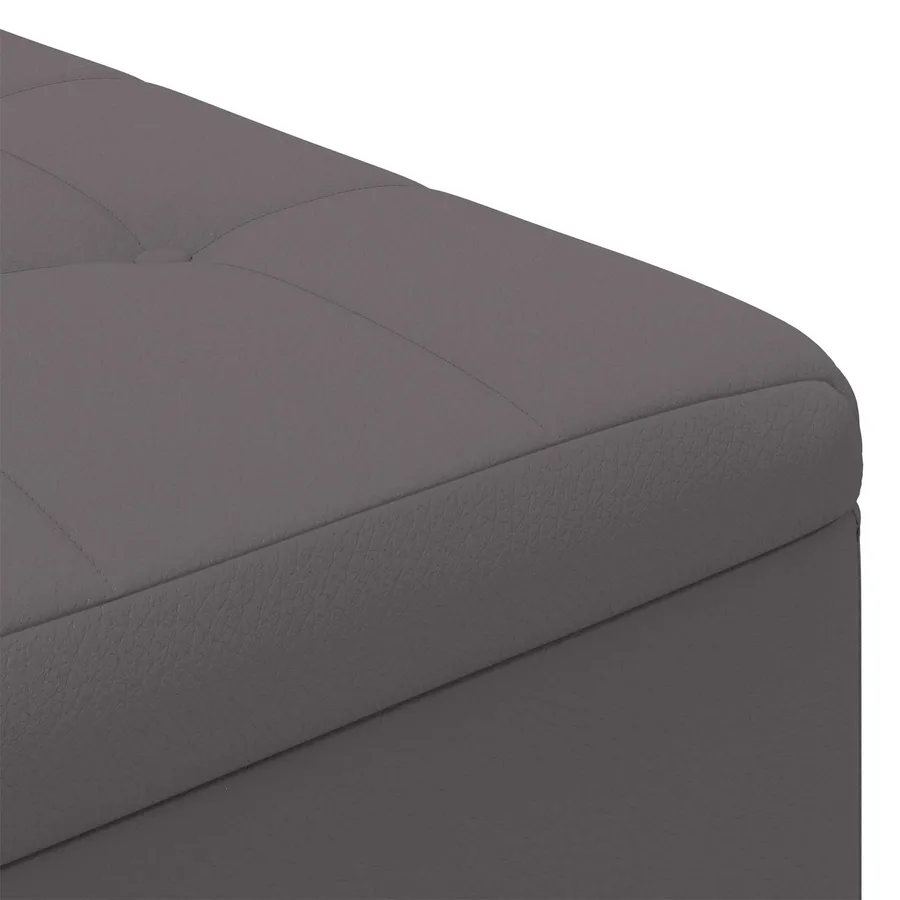 Pouf de rangement avec coussin Gris 80 x 80 x 45 cm Simili cuir - 7