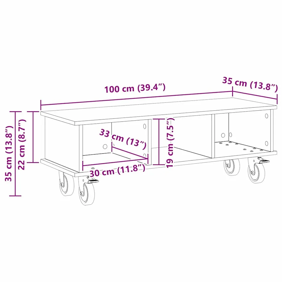 Meuble TV Blanc 100 x 35 x 35 cm Bois d'ingénierie - 11