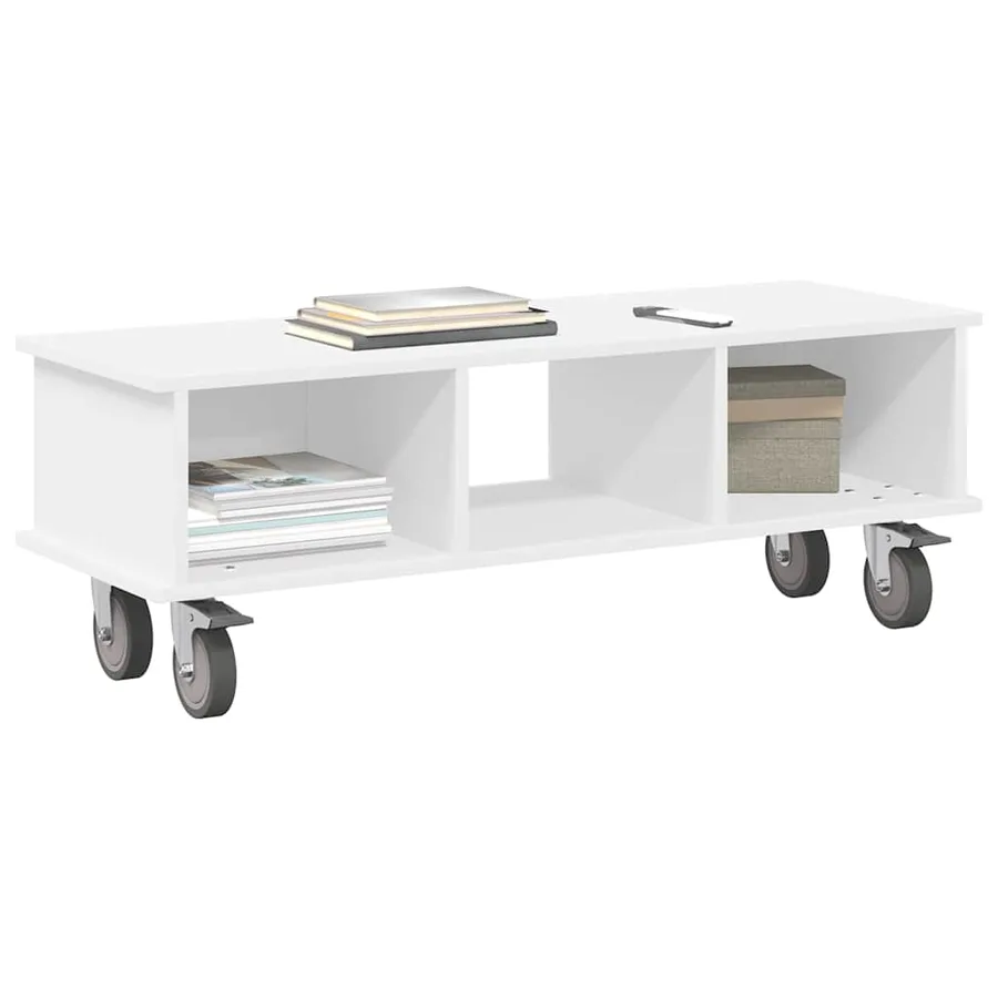 Meuble TV Blanc 100 x 35 x 35 cm Bois d'ingénierie - 3