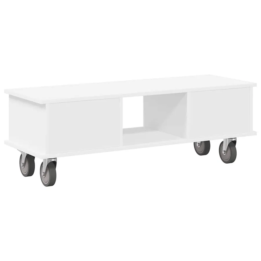 Meuble TV Blanc 100 x 35 x 35 cm Bois d'ingénierie - 7