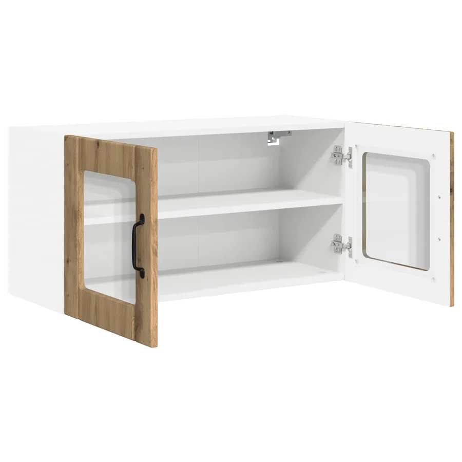 Cabinet en verre mural PORTO Chêne artisanal 80 x 31 x 40 cm - 5