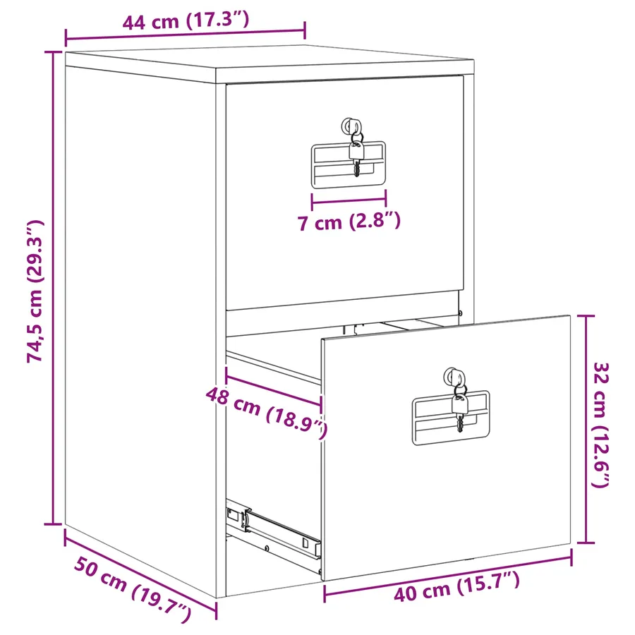 Cabinet de Dossier avec tiroir Anthracite 44 x 50 x 74,5 cm - 14