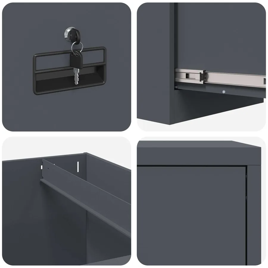 Cabinet de Dossier avec tiroir Anthracite 44 x 50 x 74,5 cm - 8