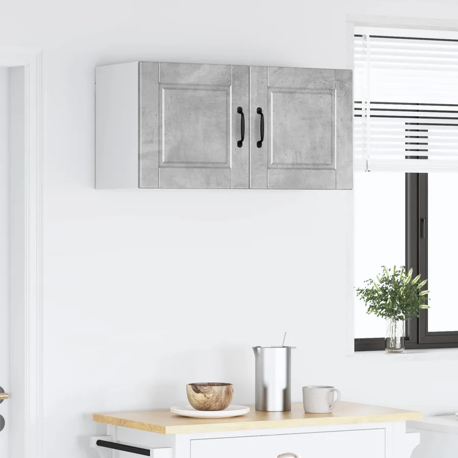 Meuble mural PORTO Gris béton 80 x 31 x 40 cm Bois d'ingénierie - 4