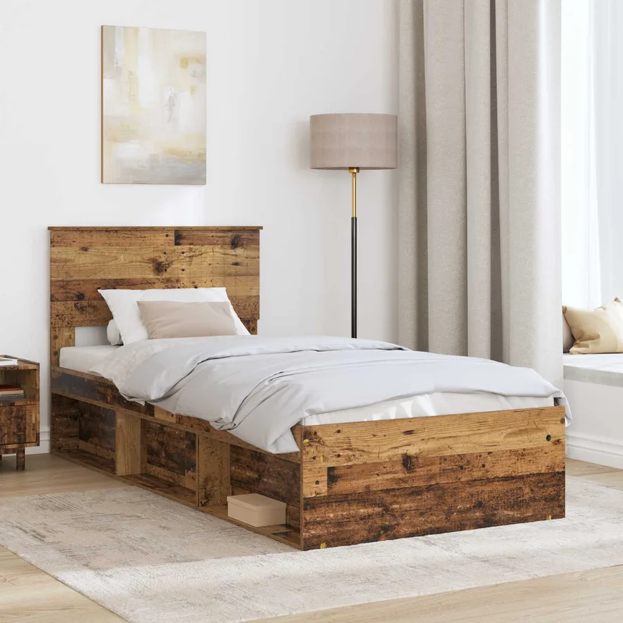 Cadre de lit Bois ancien 90 x 190 cm Pin massif - 3