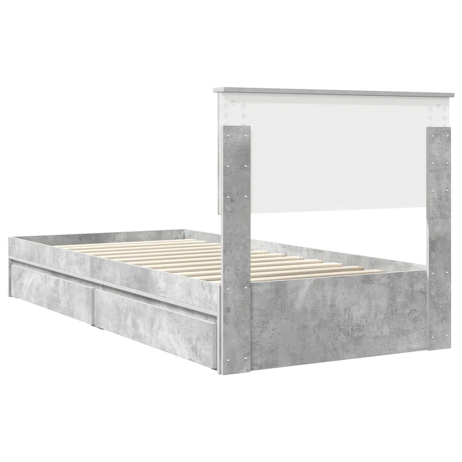 Lit de Rangement Gris béton 90 x 190 cm Bois d'ingénierie - 10
