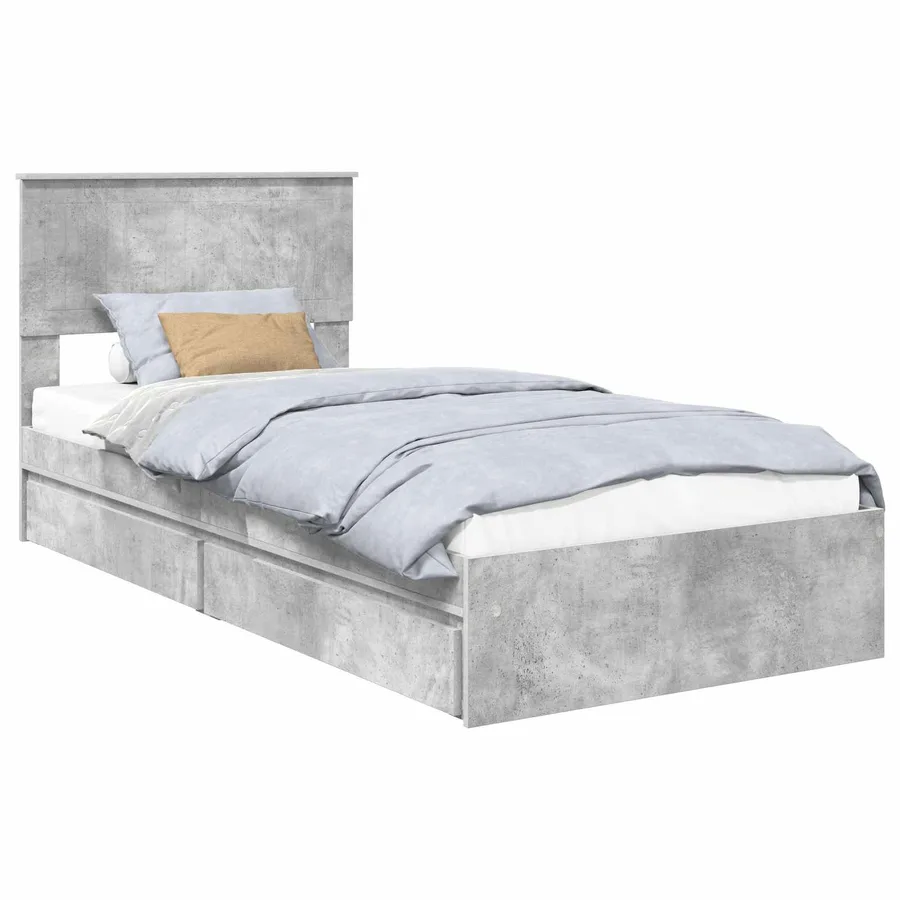 Lit de Rangement Gris béton 90 x 190 cm Bois d'ingénierie - 2