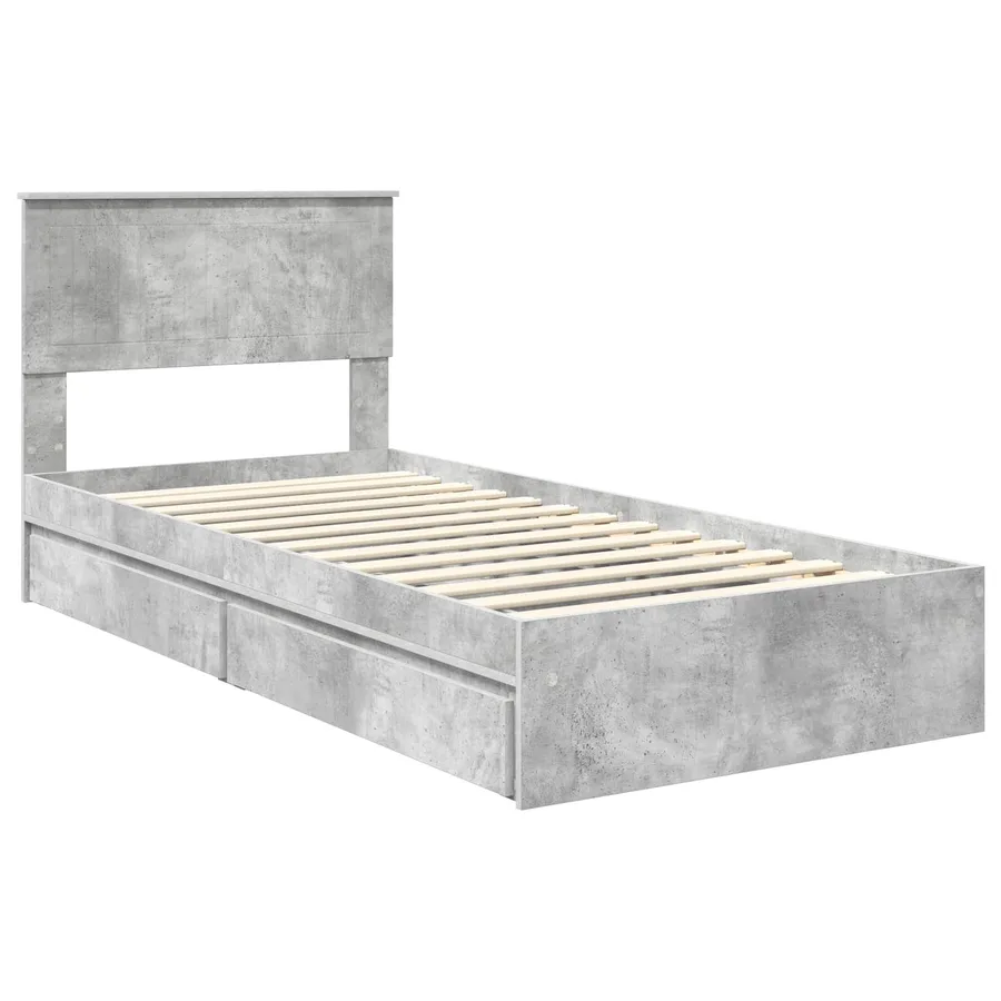 Lit de Rangement Gris béton 90 x 190 cm Bois d'ingénierie - 4