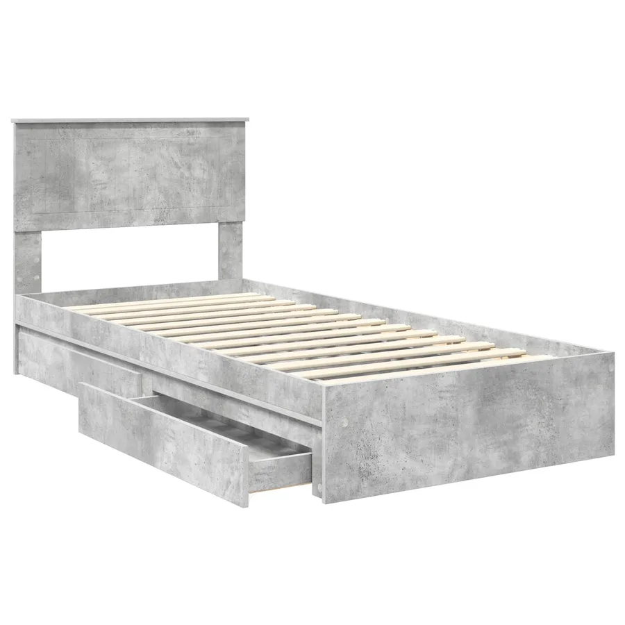 Lit de Rangement Gris béton 90 x 190 cm Bois d'ingénierie - 5