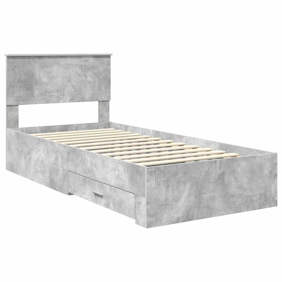 Cadre de lit Gris béton 90 x 190 cm Bois d'ingénierie - 4