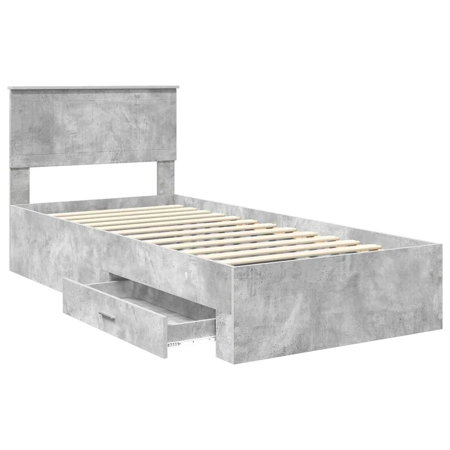 Cadre de lit Gris béton 90 x 190 cm Bois d'ingénierie - 5