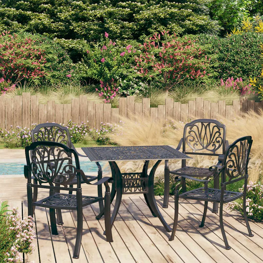 Ensemble de bistro 5 pcs Aluminium coulé Noir