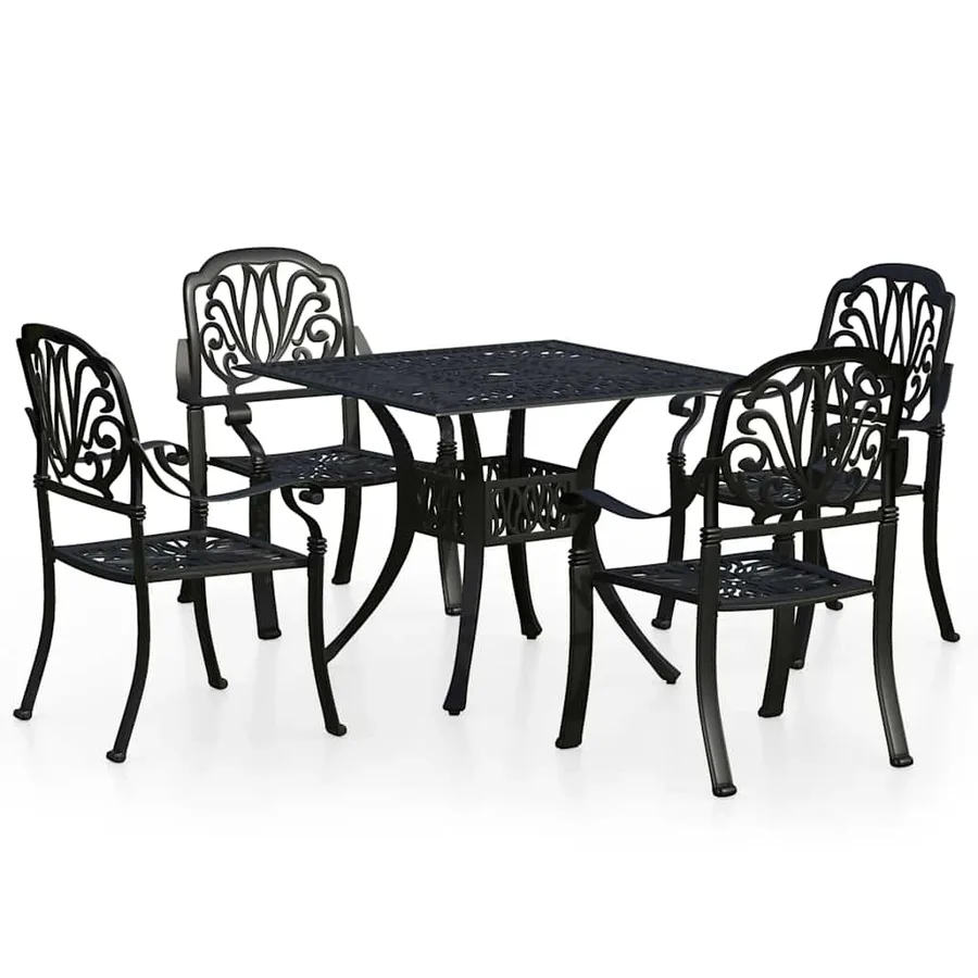 Ensemble de bistro 5 pcs Aluminium coulé Noir - 2