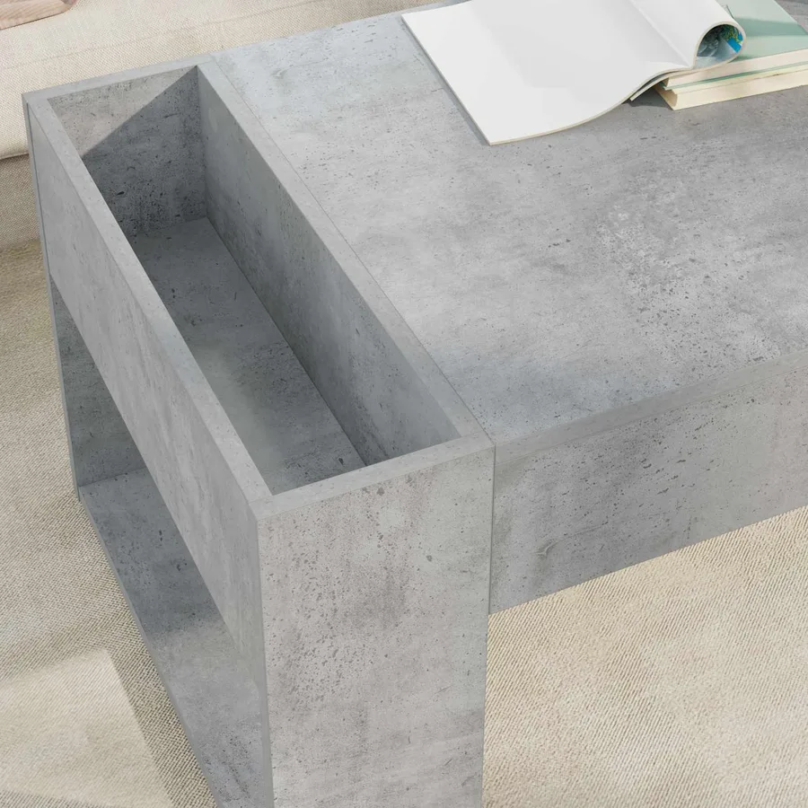 Table basse Gris béton 110 x 50 x 41 cm Bois d'ingénierie - 4