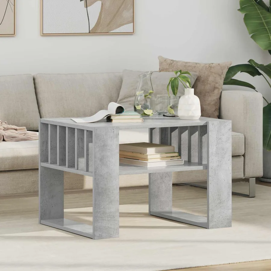Table basse Gris béton 66 x 49,5 x 45 cm Bois d'ingénierie