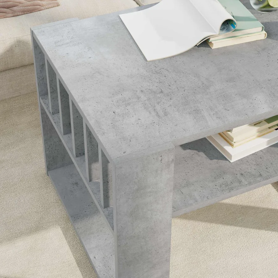 Table basse Gris béton 66 x 49,5 x 45 cm Bois d'ingénierie - 4