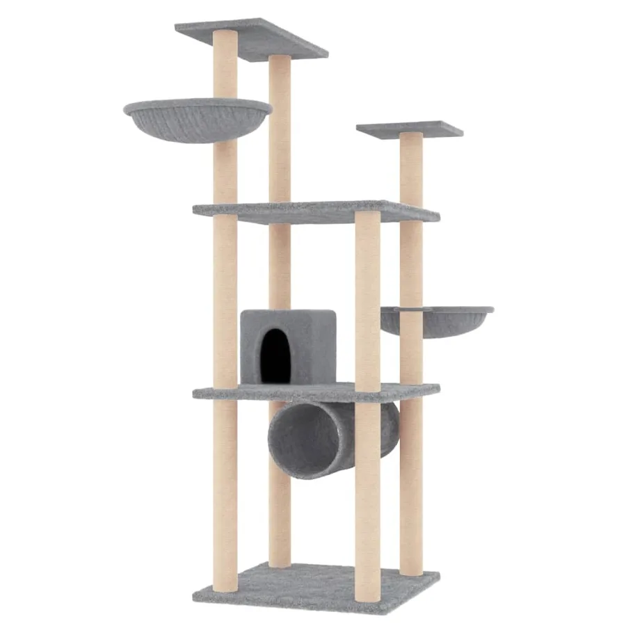 Arbre à chat avec griffoirs en sisal gris clair 141 cm - 2