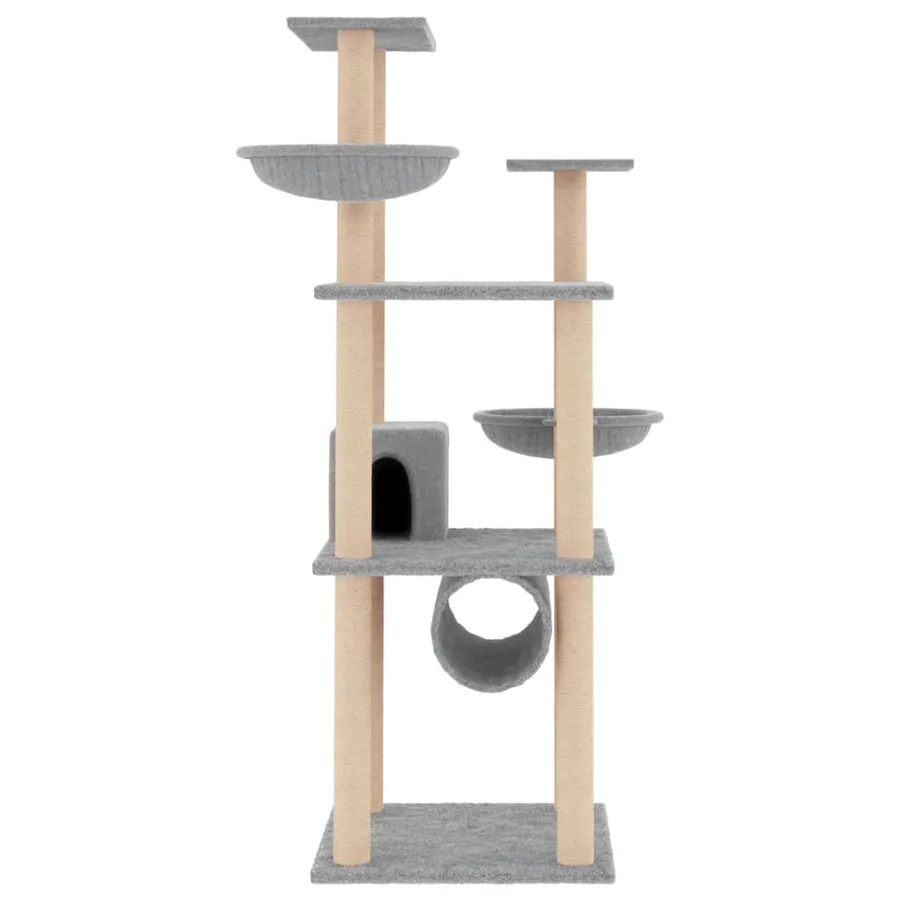 Arbre à chat avec griffoirs en sisal gris clair 141 cm - 3