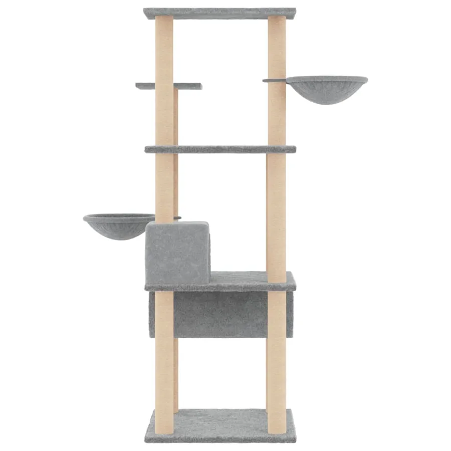 Arbre à chat avec griffoirs en sisal gris clair 141 cm - 4