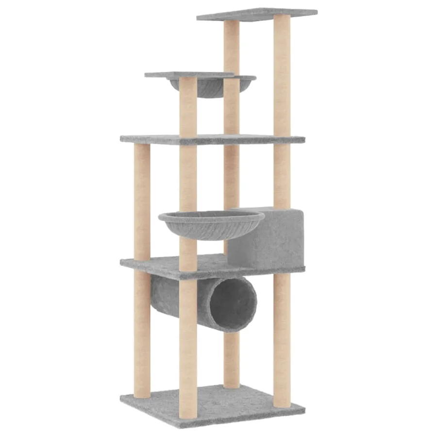 Arbre à chat avec griffoirs en sisal gris clair 141 cm - 5