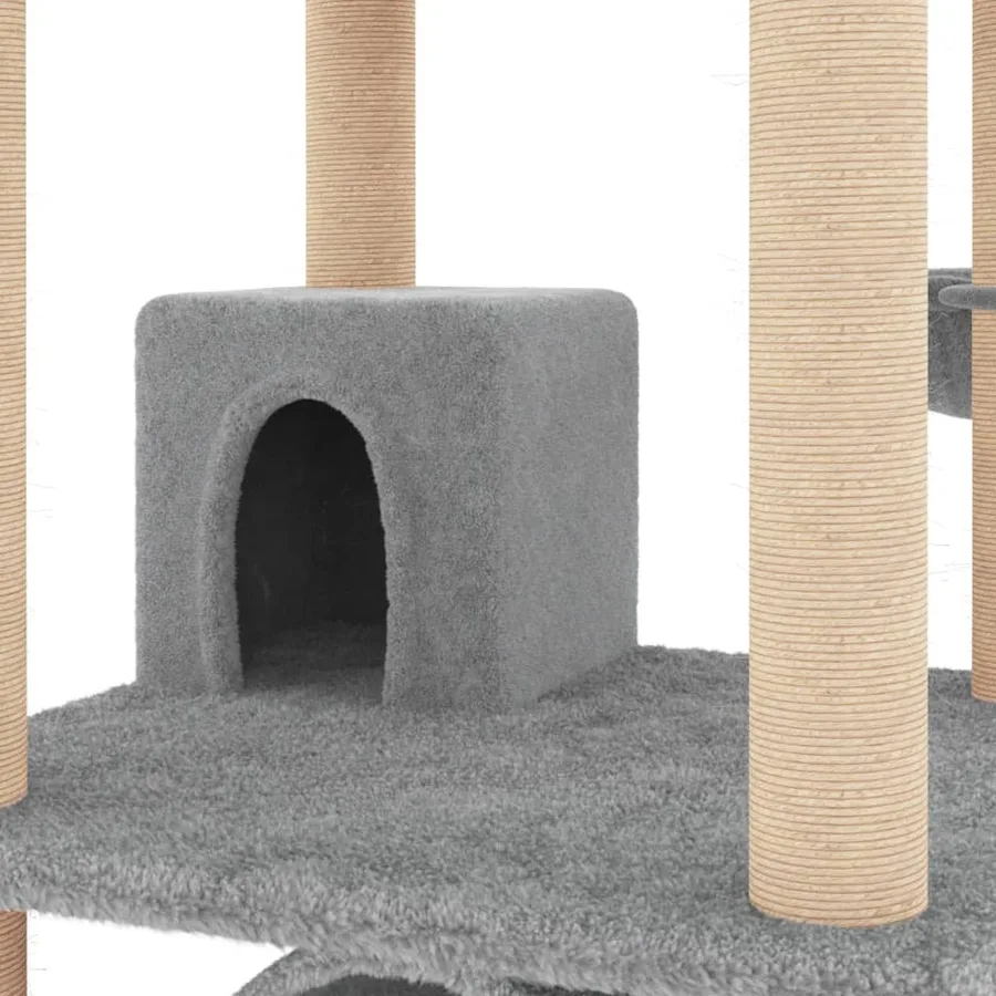 Arbre à chat avec griffoirs en sisal gris clair 141 cm - 7