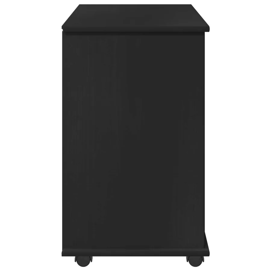 Cabinet roulant Noir 63,5 x 39 x 65,5 cm Bois de Pin Massif - 6